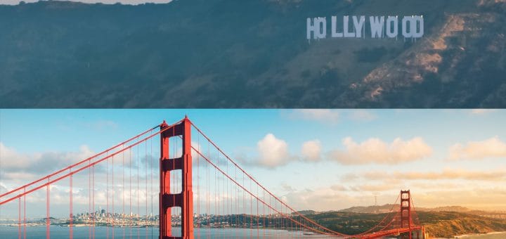 Hollywood Sign and Golden Gate Bridge