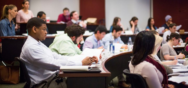 Usha Rackliff, Assistant Professor in the Practice of Accounting, teaching an Evening MBA Class.
