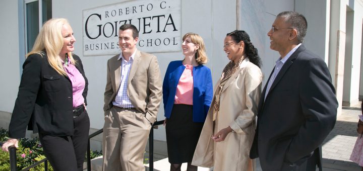 EMBA students standing on Goizueta steps